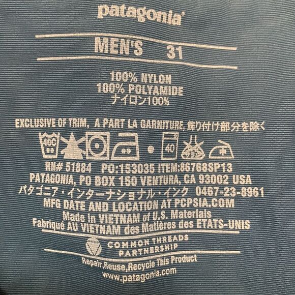 PATAGONIA minimalist board shorts button/tie fly zip pocket men’s sz 31 - Picture 4 of 11